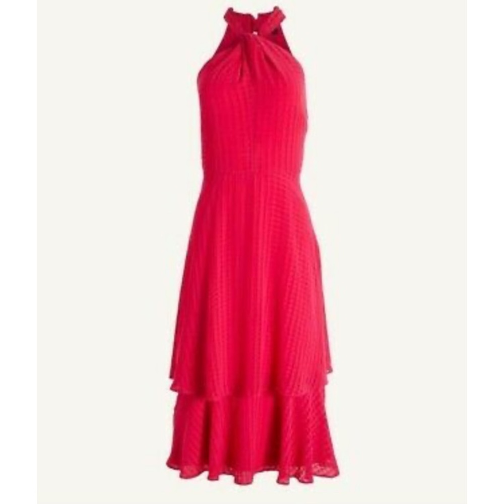 Ann Taylor Shadow Plaid Halter Midi Dress - Picture 3 of 6